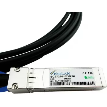 BlueOptics Lenovo AV1W compatibele BlueLAN 25GBASE-CR passieve SFP28 Direct Attach koperkabel, 1 meter, AWG30 (AV1W-BL)