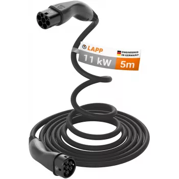 LAPP MOBILITY HELIX Type 2 zelfoprollende laadkabel voor elektrische voertuigen 11 kW 5m zwart