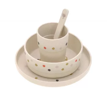 Lassig kinderservies set Little Mateys Spicy Orange, 4-delig (bord, schaal, beker, lepel), 70 % polypropyleen en 30 % cellulose
