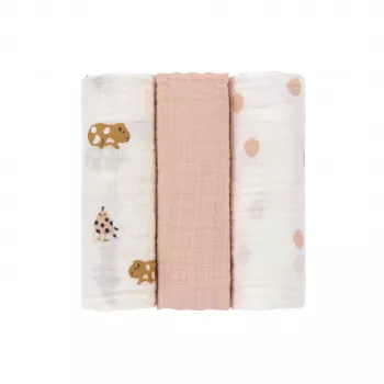 Lassig hydrofiele doek set van 3 85x85cm Little Mateys Spicy Orange