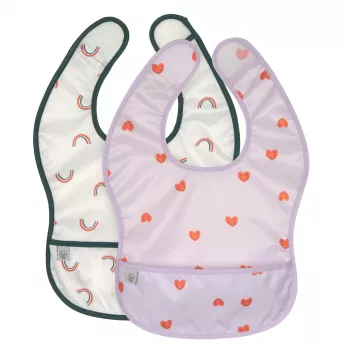 Lassig waterdichte slabbetjesset 6m+ Happy Rascals Heart Lavender