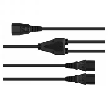 Kabelmeister Y-splitter voedingskabel C14 naar 2x C13, 0,3 m, zwart