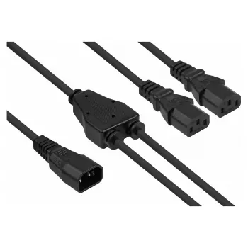 Kabelmeister Y-splitter voedingskabel C14 naar 2x C13, 0,3 m, zwart