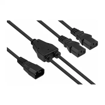 Kabelmeister Y-stroomverdeelkabel C14 naar 2x C13, 0,2 m, zwart