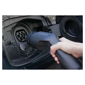 KABELMEISTER Mode 3 EV-verlengkabel, Type 2 stekker naar koppeling, 3-fasig, 32A, 22kW, spiraalkabel, 5m, zwart