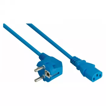 Kabelmeister stroomkabel Schuko-stekker type E+F (90° haaks) naar IEC C13-connector, blauw, 1,0 m