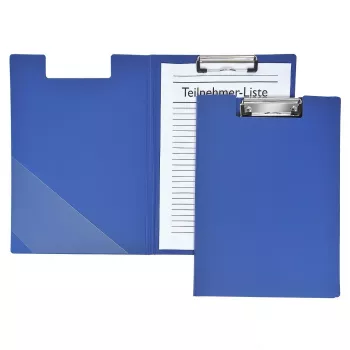 FolderSys A4 klembordmap blauw polypropyleen PP klemmechanisme met pennenhouder