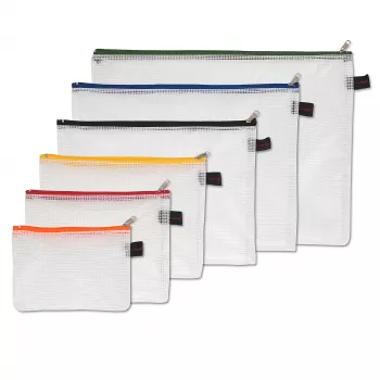 FolderSys 6-delige documentenhoezenset met ritssluiting - A6, B6, A5, B5, A4, B4 - transparant