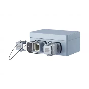 METZ CONNECT E-DAT Industry IP67 V5 2-poorts opbouw-netwerkaansluiting, aluminium, grijs (1401060320ME)