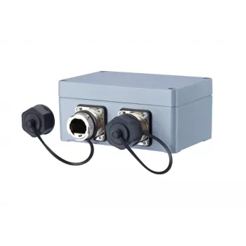 METZ CONNECT 1401010620ME industriële Ethernet-aansluitdoos, grijs, metaal, IP67, 124x78x57 mm