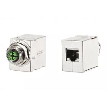 METZ CONNECT M12 D-gecodeerde bus, 8-polig, schroefaansluiting, afgeschermd, IP67