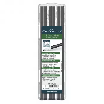 Pica BIG DRY stenenhouwersminen 10H - 12-pack, 2x5 mm, grafiet