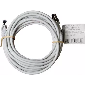 IT-BUDGET Full Copper Premium patchkabel - Flex AWG 26 - Cat.8.1 - 2000 MHz - halogeenvrij - PoE+ - 40 Gbit - grijs - 5 m