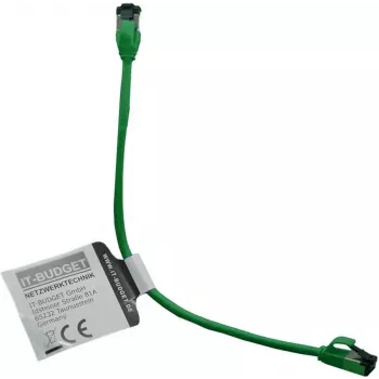 IT-BUDGET Full Copper Premium Patchkabel - Slim AWG 28 - Cat.8.1 - 2000 MHz - halogeenvrij - PoE+ - 40 Gbit - groen - 0,25 m