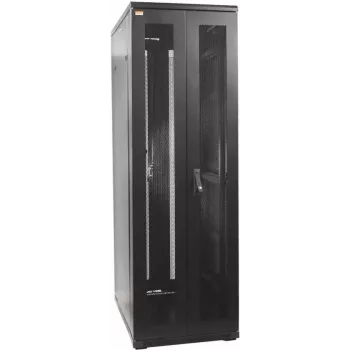 IT-BUDGET 19-inch netwerkkast SRK - 38U - 800x800 mm - geperforeerde dubbele deuren voor & achter - kabelgoten - flatpack - zwart