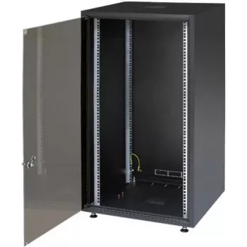 IT-BUDGET 19-inch netwerkkast SJB - 15U - 600x600 mm - glazen deur - achterwand - zwart (W-SJB6060-15S-161)