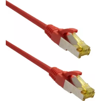 IT-BUDGET Premium patchkabel Super Flex TPE Cat.6A met Cat.7 ruwe kabel 600 MHz halogeenvrij PoE+ 10GBit rood 0,50 m