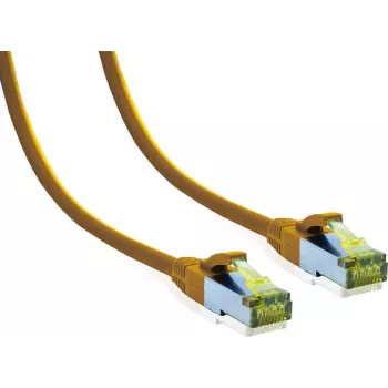 IT-BUDGET Full Copper Premium patchkabel - Cat.6A met Cat.7 rompkabel - 600 MHz - halogeenvrij - PoE+ - 10GBit - geel - 2 m