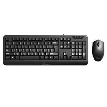 MediaRange bedraad toetsenbord- en optische 3-knops muisset, QWERTY (GR), zwart (MROS108-GR)