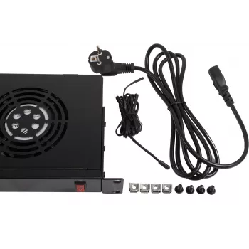 Rockstable 1U 19-inch ventilatie-element - ventilator - zwart - staal - 2 ventilatoren - 12 cm - 330 m³/h (RS19-FT1U2TM)