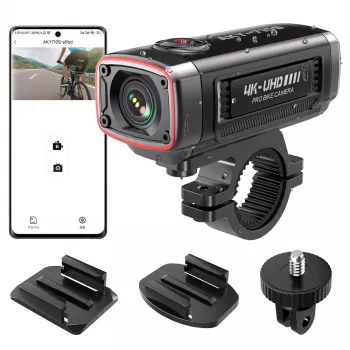AKEEYO AKY-710S 4K motor-dashcam dual-channel met GPS, Wi-Fi, IP67 waterdicht - zwart