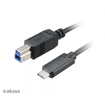 Akasa USB 3.1 Gen2 kabel C - B USB-C stekker naar USB-B stekker - 1m zwart