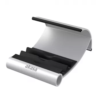 Akasa Leo aluminium en zwarte tabletstandaard met drie kijkhoeken