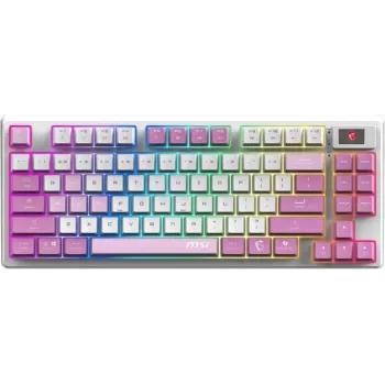 MSI Forge GK600 TKL RGB mechanisch gaming-toetsenbord, Frans AZERTY-layout, wit/paars, Kailh Red Switches