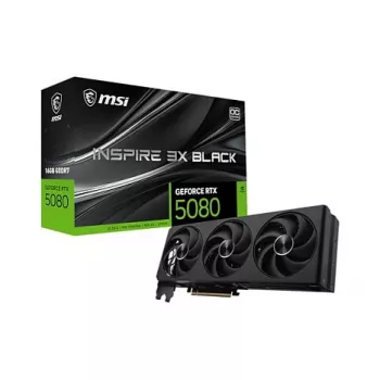 MSI GeForce RTX 5080 16G INSPIRE 3X OC grafische kaart, 16GB GDDR7, drie ventilatoren, zwart