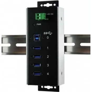 EXSYS EX-1185HMVS-WT Industriële USB 3.2 Gen 1 hub, 4-poorts, DIN-rail montage
