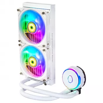Cooler Master MasterLiquid PL240 FLUX White CPU-vloeistofkoeler, 240mm radiator, 2x 120mm ventilatoren, ARGB, LGA1700/AM5