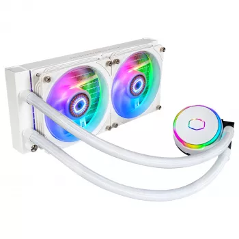 Cooler Master MasterLiquid PL240 FLUX White CPU-vloeistofkoeler, 240mm radiator, 2x 120mm ventilatoren, ARGB, LGA1700/AM5