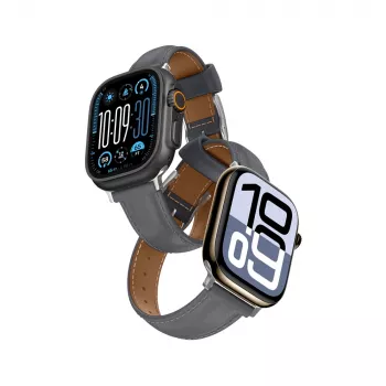 AMAZINGTHING Class Band leren band voor Apple Watch 45/46/49 mm - grijs