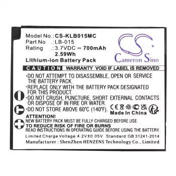 Cameron Sino CS-KLB015MC vervangende accu voor Kodak LB-015, WPZ2, 3,7V 750mAh Li-Ion