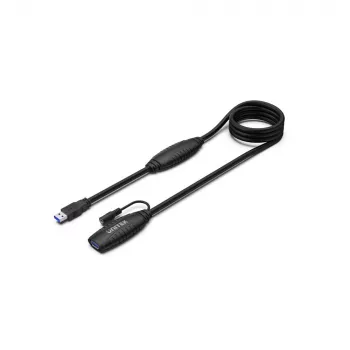UNITEK USB 3.1 actieve verlengkabel 15m, signaalversterker, zwart