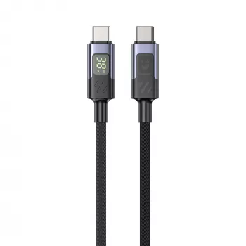 UNITEK USB-C PD 60W 480Mbps kabel met display 2m gevlochten zwart