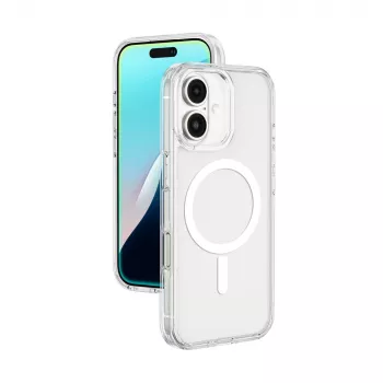 AMAZINGTHING Minimal Mag Case siliconenhoes met magneetring voor iPhone 16 - transparant