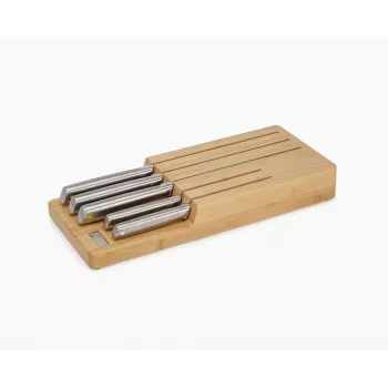 Joseph Joseph Elevate SST messenset met bamboe opbergla voor in de lade, 6-delig, Zilver/Beige 10563