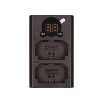 2-Power USB-dubbele acculader voor digitale camera