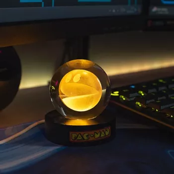 FIZZ CREATIONS Pac-Man kristallen bol LED-licht USB retro decoratie 8cm