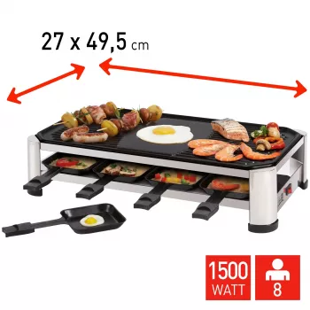 FRITEL RG 2170 raclettegrill RVS chroom/zwart 1200 W 8 personen