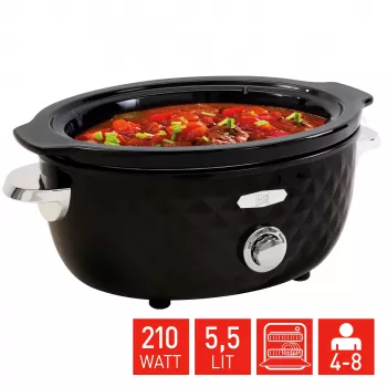 FRITEL Family slowcooker 5,5 liter 210W zwart/chroom