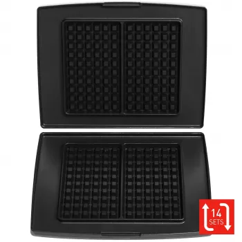 FRITEL Family wafelplaat set (2 platen) voor wafelijzer 1300 serie - antiaanbak gegoten aluminium, vaatwasmachinebestendig, zwart/grijs