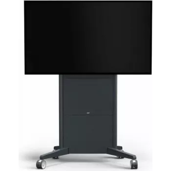 SMS Presence gemotoriseerde mobiele vloerstandaard voor flatscreen tot 84 inch, afsluitbaar, donkergrijs