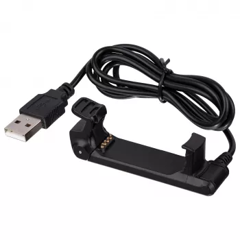 Akyga AK-SW-19 USB-laadkabel met clip voor Garmin Forerunner 220, 1 m, zwart