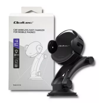 Qoltec PRO draadloze autolader met IR-houder 15W QC 3.0 USB Type-C zwart