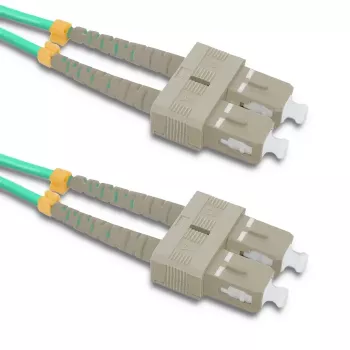 Qoltec SC/UPC naar SC/UPC duplex multimode OM4 glasvezel-patchkabel, 5m, aqua
