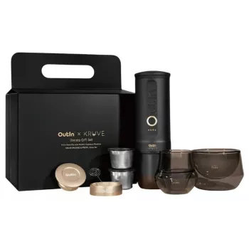 OutIn Nano x Kruve draagbare espressomaker geschenkset zwart/goud