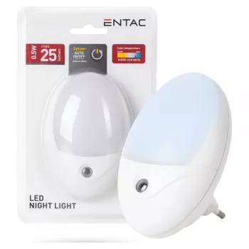 ENTAC nachtlampje 0,5W ovaal koelwit wit schemersensor