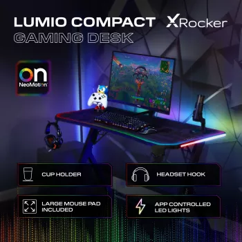 X Rocker Lumio RGB gaming bureau met LED-verlichting en muismat